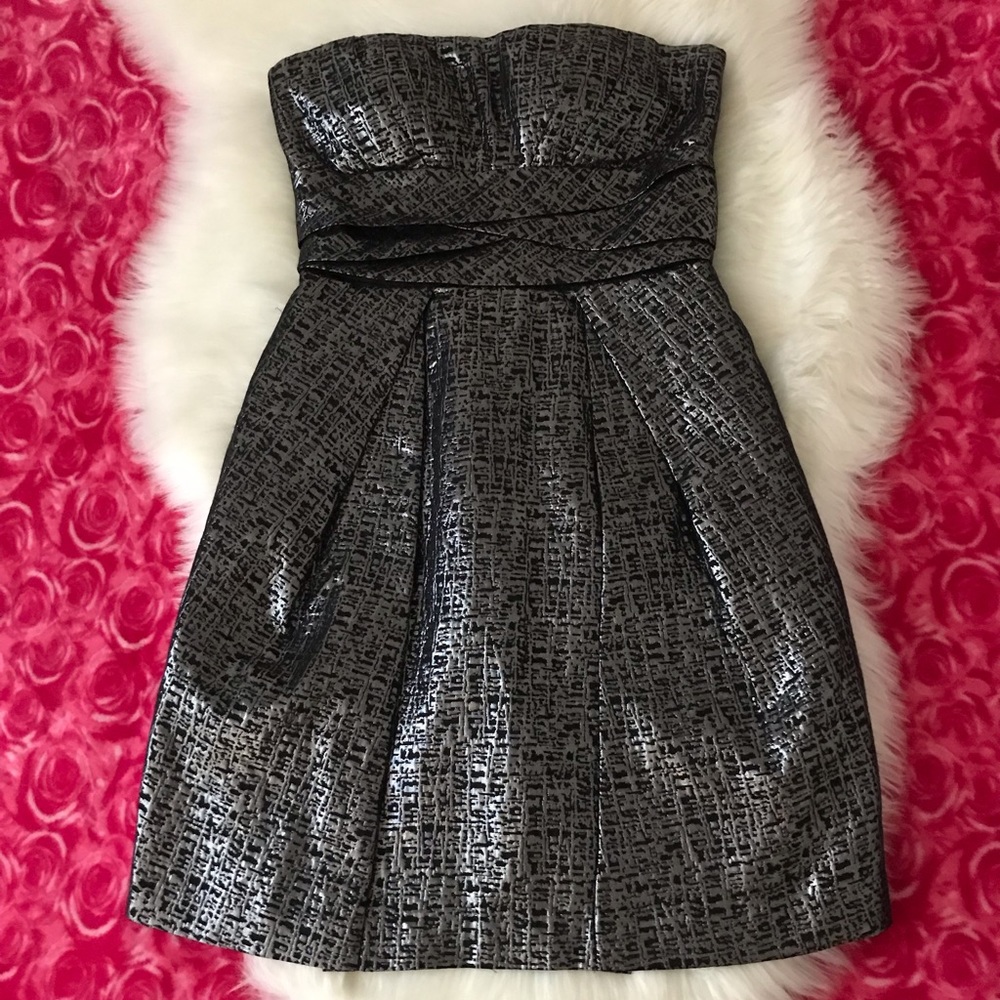 Max and & Cleo Strapless Silver and Black Dress 6